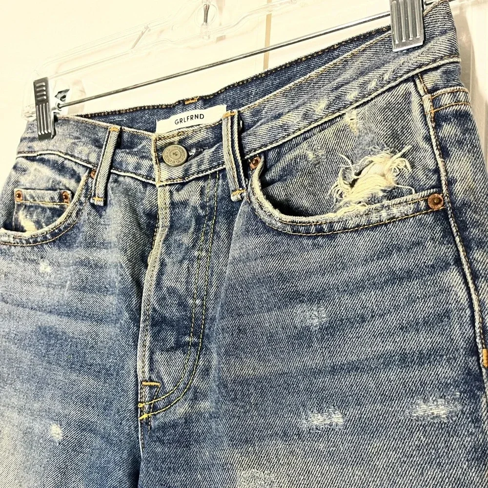 GRLFRND Karolina high rise distressed 5 pockets button fly denim size 24